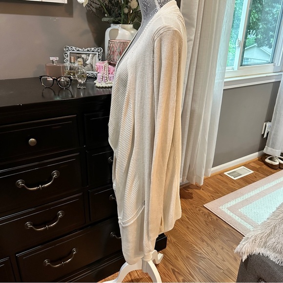 Lululemon Ribbed Wrap It Up Cardigan Sweater Beige Open Front Longline Size 12 - Picture 6 of 16